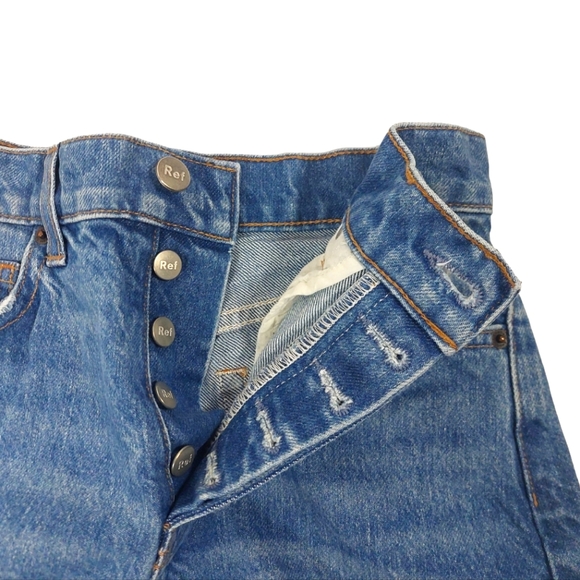 Reformation Cynthia Button Fly High Rise Straight Shasta Destroyed Jeans - Picture 9 of 14